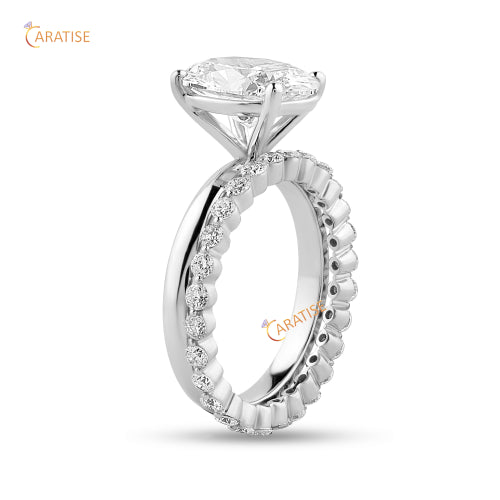 2.80 TDW Oval & Round Cut Moissanite Diamond Ring 925 Silver