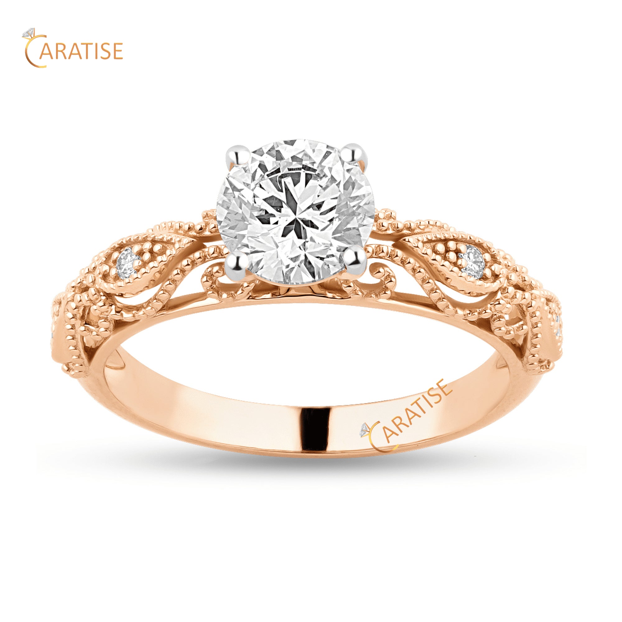 1.06 TDW Round Cut Diamond Engagement Ring 925 Silver