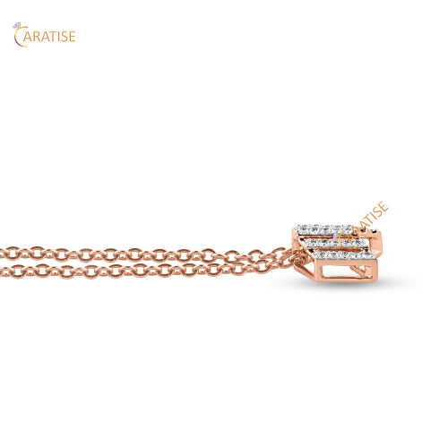 0.15 TDW Round Cut Diamond Custom Pendant With Chain 925 Silver