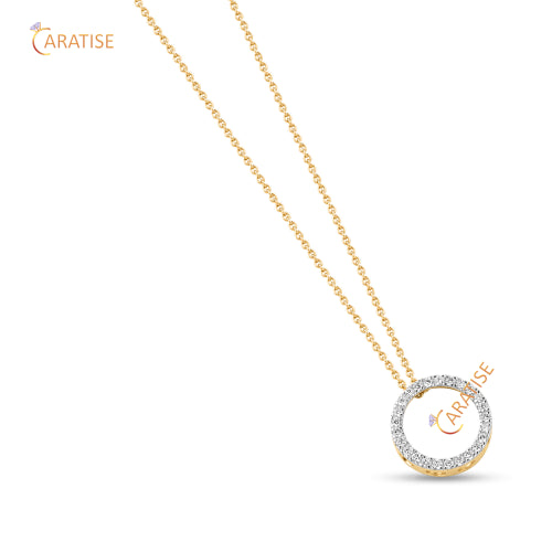 0.23 TDW Round Cut Diamond Custom Pendant With Chain 925 Silver