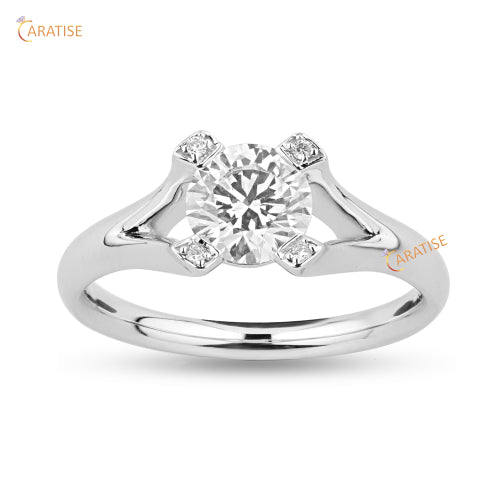 1.02 TDW Round Cut Moissanite Diamond Engagement Ring 925 Silver