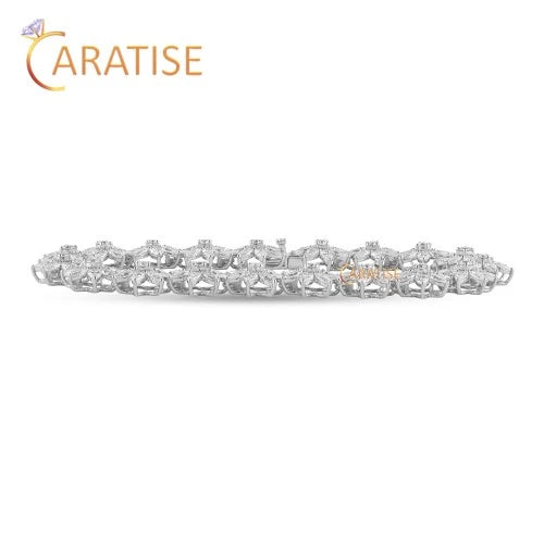 9.912 CT Pear & Round Cut Diamond Charm Bracelet 925 Silver