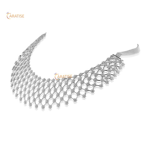 10.55 TDW Round Cut Diamond Necklace 925 Silver  Moissanite Diamond