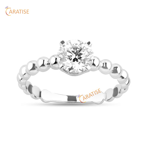 0.98 TDW Round Cut Moissanite Diamond Solitaire Ring 925 Silver