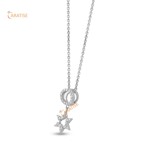 0.17 TDW Round Cut Diamond Custom Pendant With Chain 925 Silver