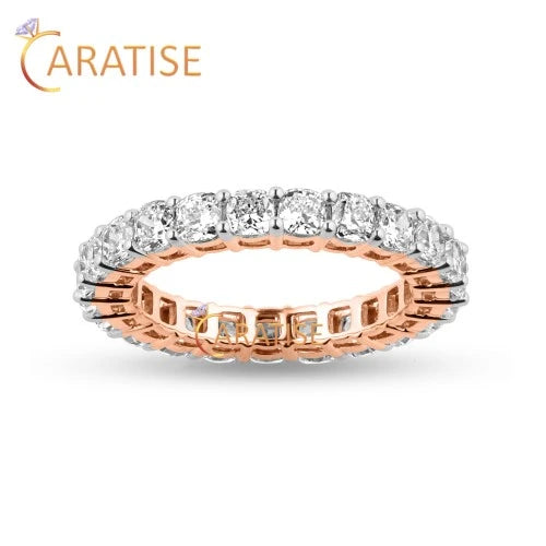 3.45 TDW Cushion Cut Diamond Eternity Band Ring 925 Silver