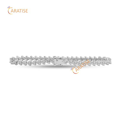 2.82 TDW Round Cut Diamond Tennis Bracelet 925 Silver