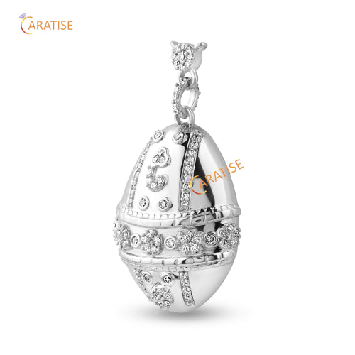 0.39 TDW Round Cut Diamond Custom Pendant 925 Silver