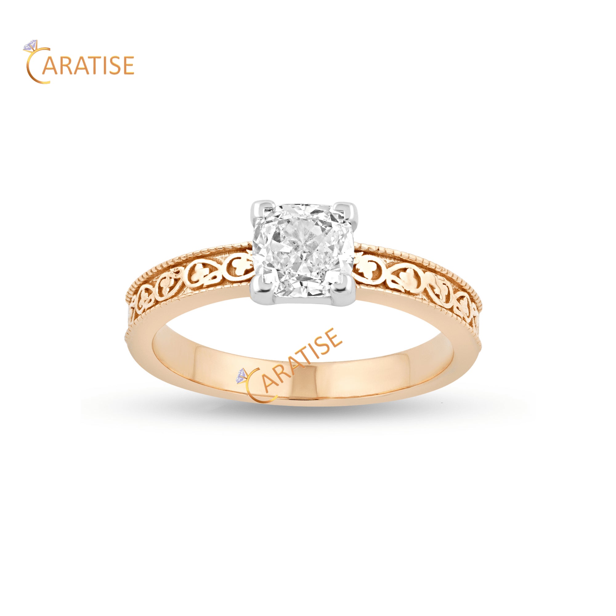 1.00 TDW Cushion Cut Moissanite Diamond Solitaire Ring 925 Silver