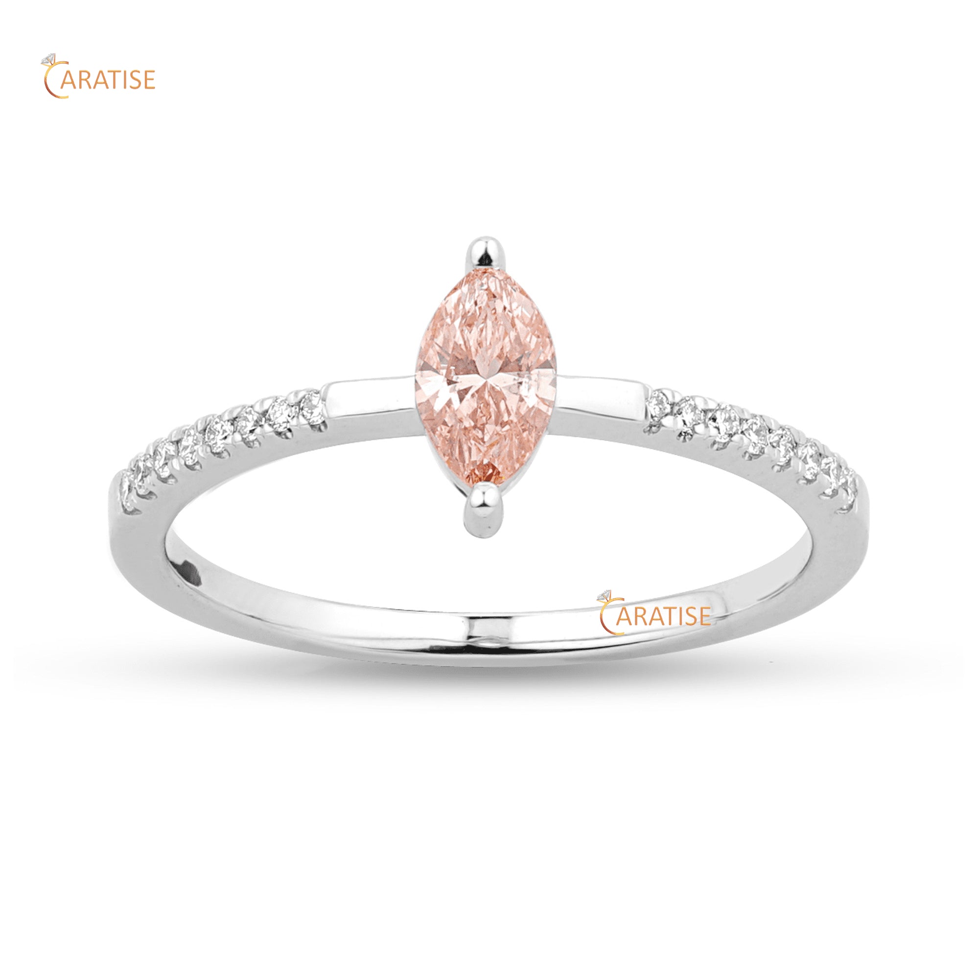 0.352 TDW F.P.Marquies And Round Cut Moissanite Diamond Engagement Ring 925 Silver