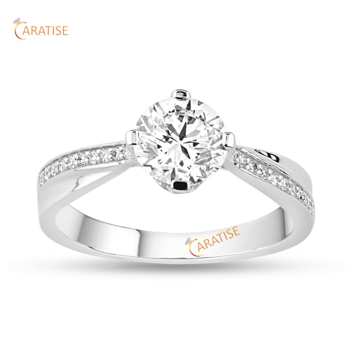 1.37 TDW Round Cut Moissanite Diamond Engagement Ring 925 Silver