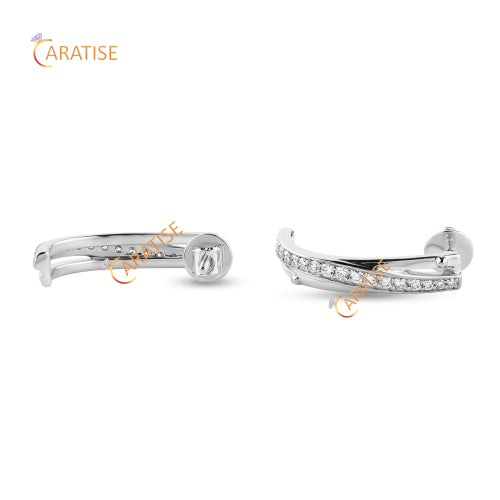 0.434 TDW Round Cut Diamond Earring 925 Silver