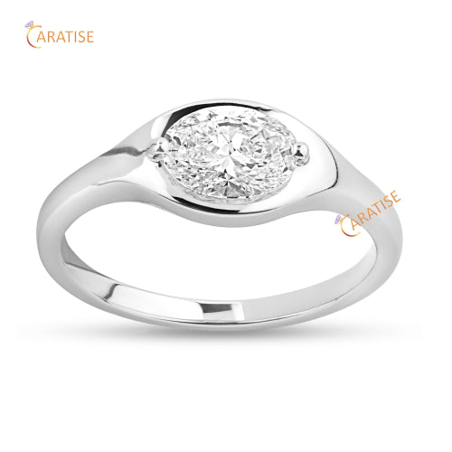 0.95 TDW Oval Cut Moissanite Diamond Solitaie Ring 925 Silver