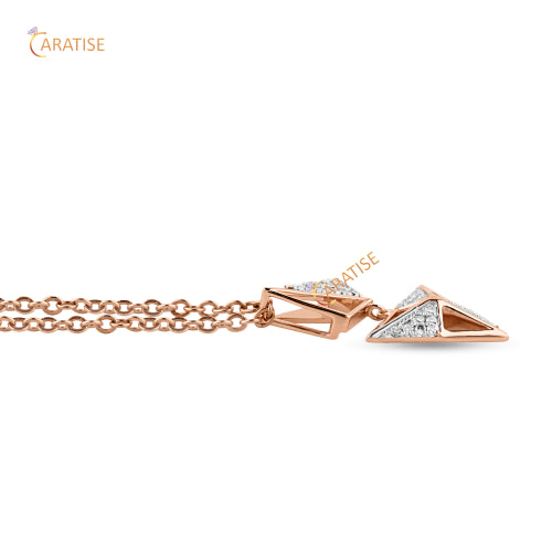 0.11 TDW Round Cut Diamond Custom Pendant With Chain 925 Silver