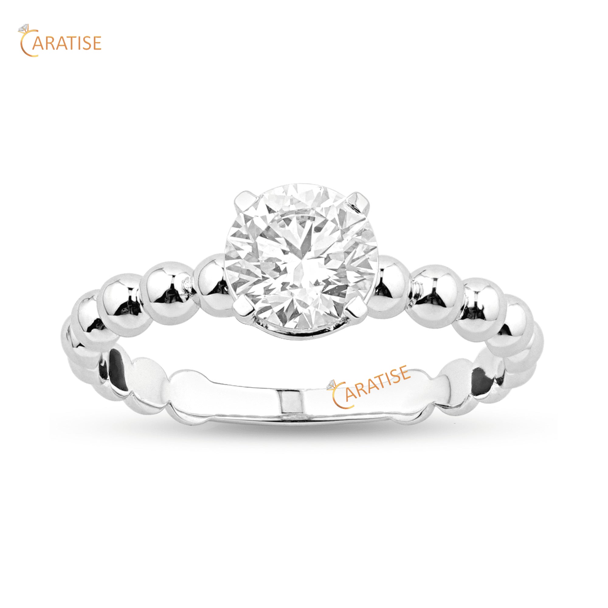 0.98 TDW Round Cut Diamond Solitaire Ring 925 Silver