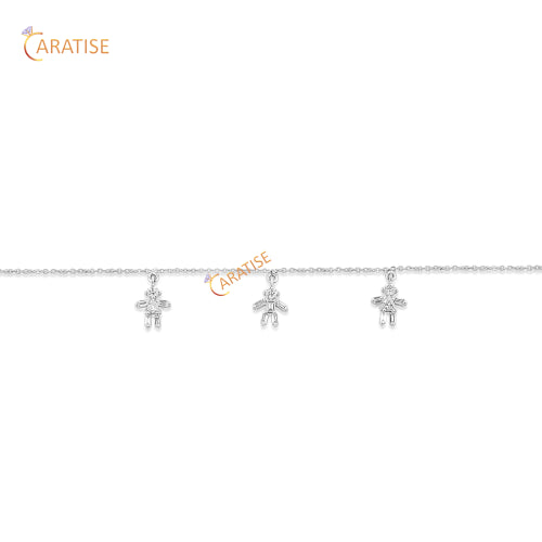 1.12 TDW Round,Triangle & Baguette Diamond Bracelet 925 Silver