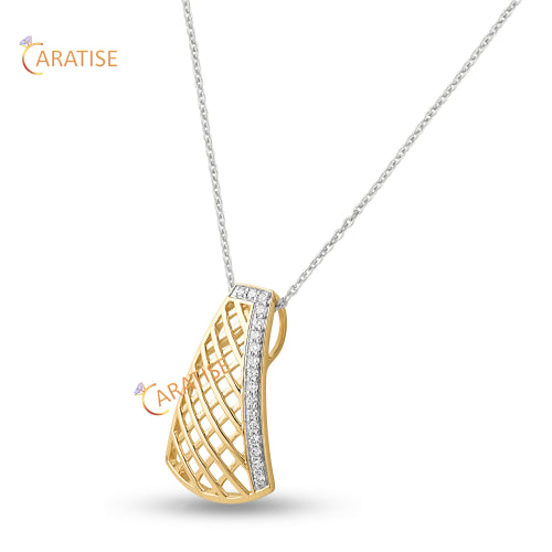 0.204 TDW Round Cut Diamond Custom Pendant With Chain 925 Silver