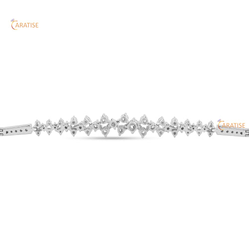 1.342 TDW Round Cut Diamond Charm Bracele 925 Silver