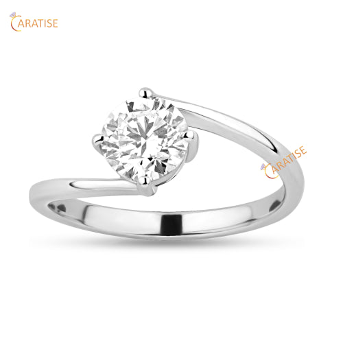 0.92 TDW Round Brilliant Cut Moissanite Diamond Solitaire Ring 925 Silver