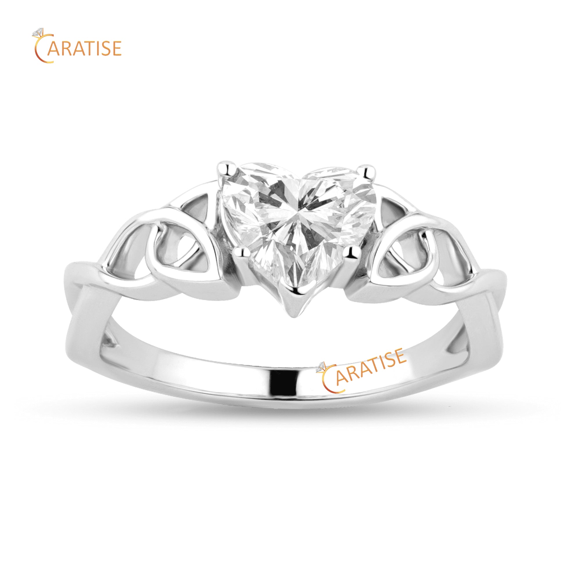 1.20 TDW Heart Cut Moissanite Diamond Solitaire Ring 925 Silver
