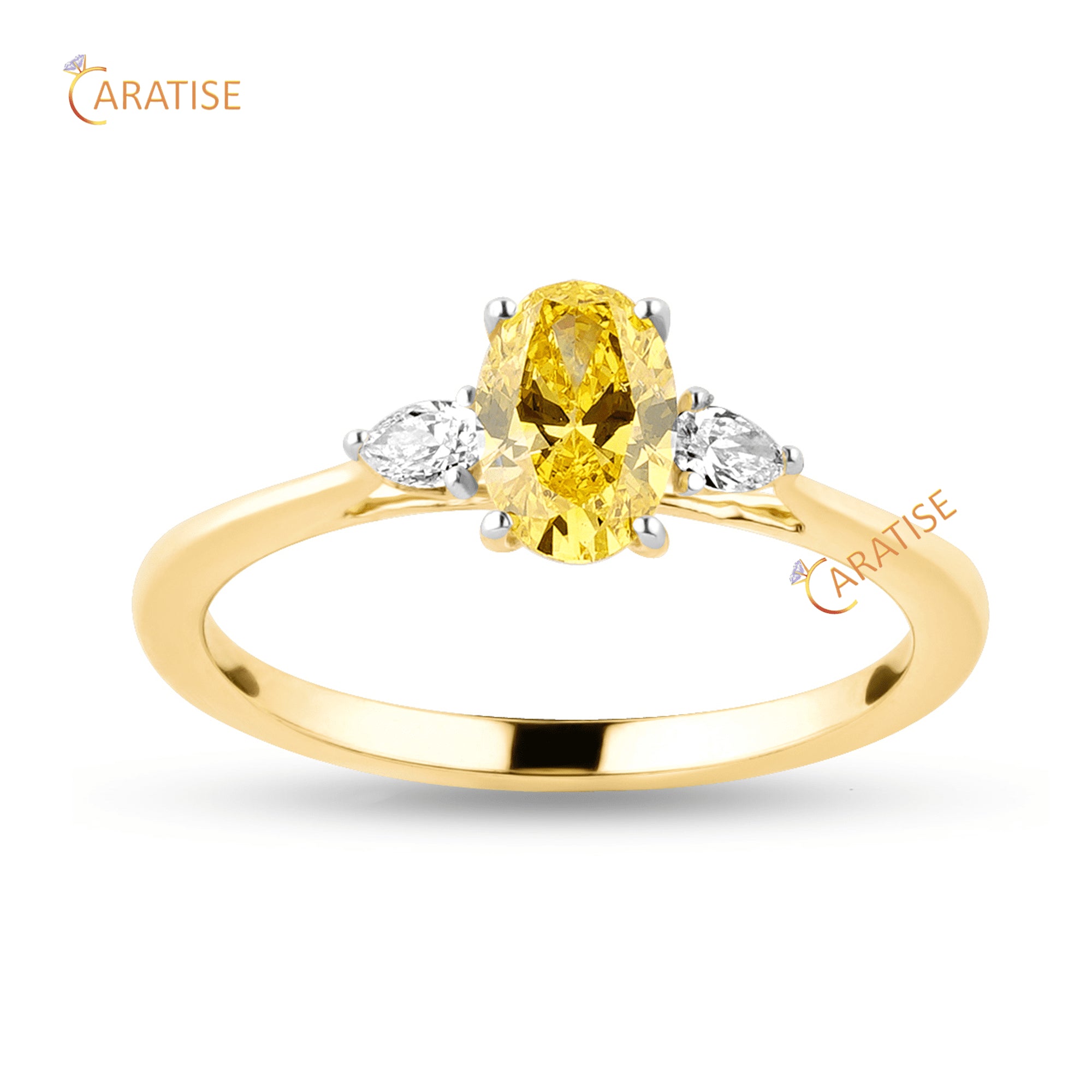 0.78 TDW F.Y.Oval & Pear Cut Diamond Three Stone Ring 925 Silver