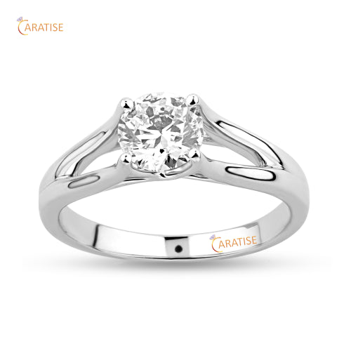 0.92 TDW Round Cut Moissanite Diamond Solitaire Ring 925 Silver