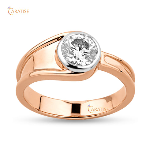 0.82 TDW Round Cut Moissanite Diamond Ring 925 Silver