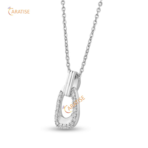 0.153 TDW Round Cut Diamond Custom Pendant With Chain 925 Silver