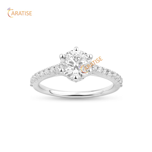 1.19 TDW Round Cut Moissanite Diamond Engagement Ring 925 Silver