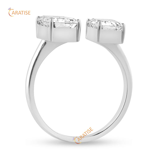 2.57 TDW Stunning Emerald Cut  Moissanite Diamond Engagement Rings 925 Silver