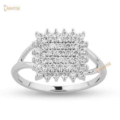 0.50 TDW Round Cut Moissanite Diamond Engagement Ring 925 Silver