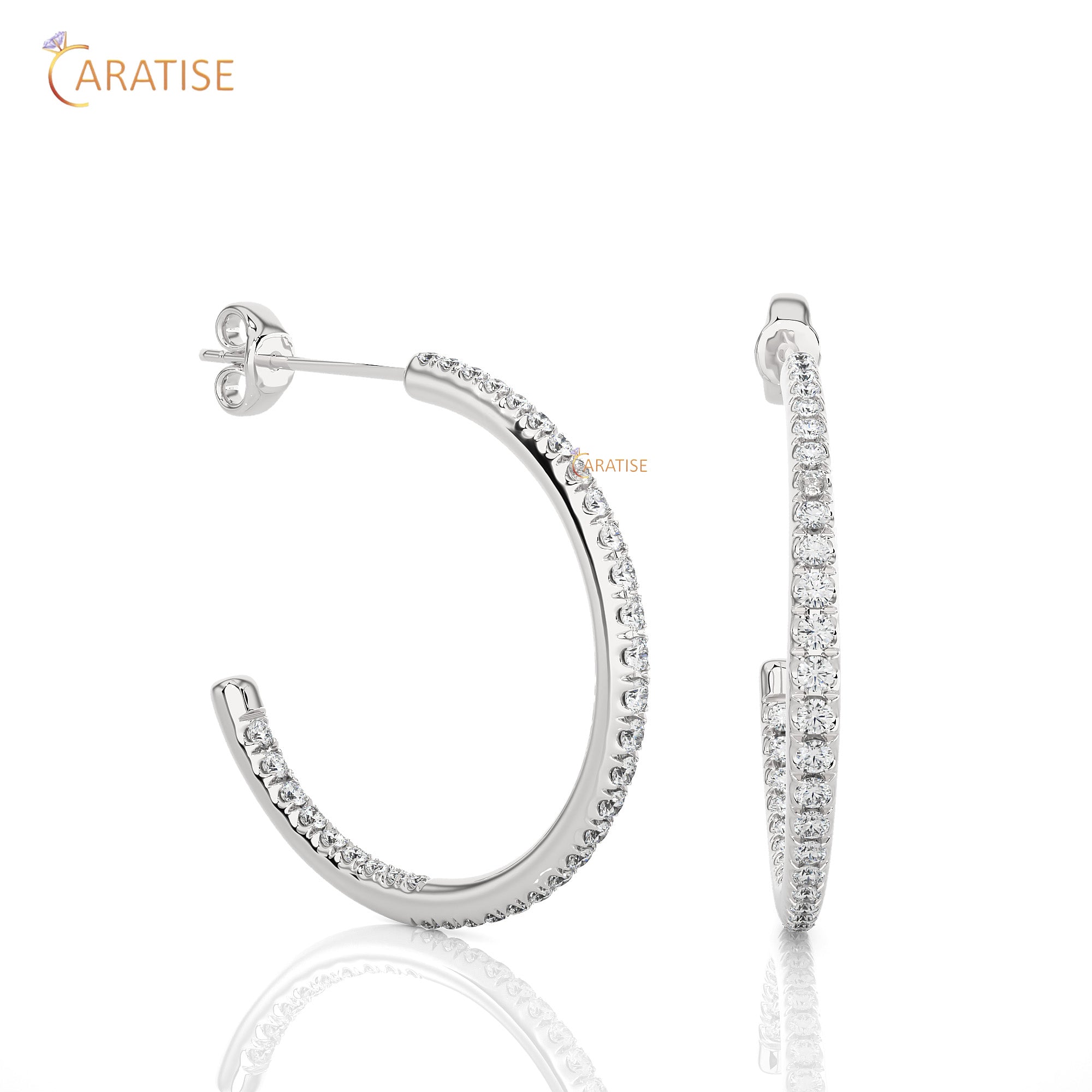 0.38 TDW Round Cut Moissanite Diamond Hoop Earring 925 Silver
