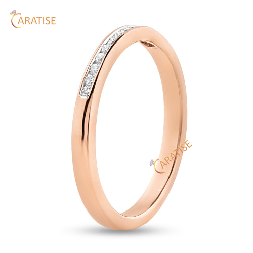 0.10 TDW Round Cut Moissanite Diamond Band Ring 925 Silver