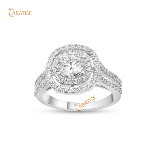 1.78 TDW Round Cut Moissanite Diamond Ring With Halo Pattern 925 Silver