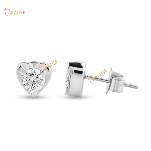 0.68 TDW Round Cut Diamond Stud Earring 925 Silver