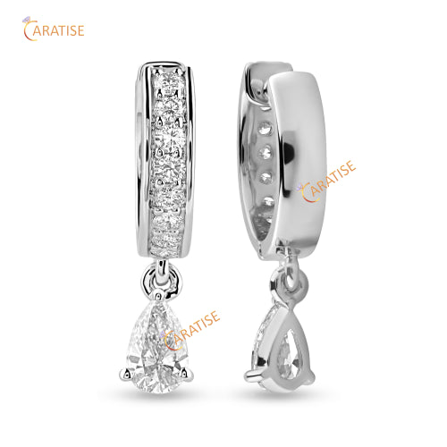 0.88 TDW Pear And Round Cut Diamond Earring 925 Silver