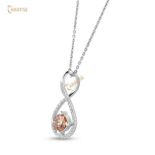 1.23 TDW Round Cut Diamond Custome Pendant With Chain 925 Silver