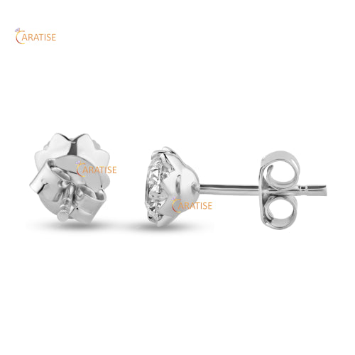 1.00 TDW Round Cut Diamond Stud Earring 925 Silver