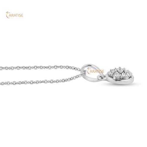 0.07 TDW Round Cut Diamond Custom Pendant With Chain 925 Silver