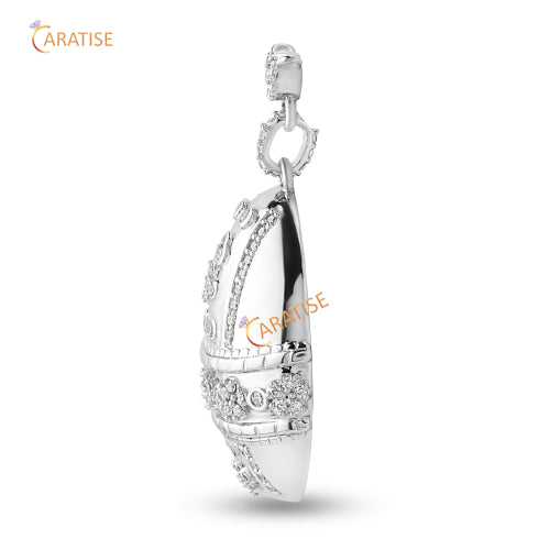 0.39 TDW Round Cut Diamond Custom Pendant 925 Silver