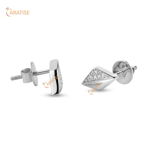 0.104 TDW Round Cut Diamond Earring 925 Silver