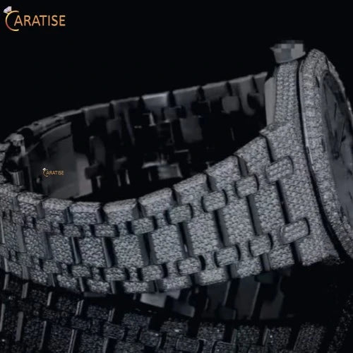 24.50 TDW Round Cut Diamond Watch | Stainless Steel | Stunning Moissanite Diamond | Custom Made Diamond Watch | EF-VS Color