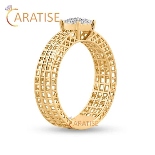 0.14 TDW Round Cut Diamond Engagement Ring 925 Silver