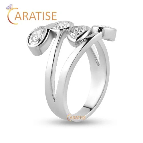 1.28 TDW Pear & Oval Cut Diamond Engagement Ring 925 Silver