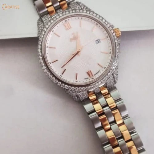 2.85 TDW Round Cut Diamond Watch | Moissanite Diamond Watch | Perfect for Her | Birthday Gift For Her