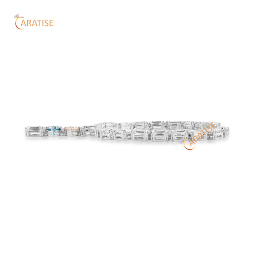 20.23 TDW Emerald & Round Cut Diamond Necklace 925 Silver