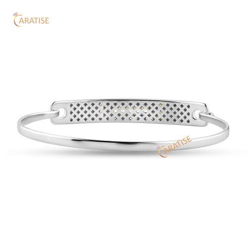 1.866 TDW Baguette & Round Cut Diamond Bracelet 925 Silver