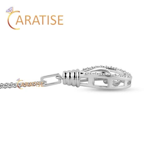 1.46 TDW Round Brilliant Cut Diamond Pendant With Chain 925 Silver