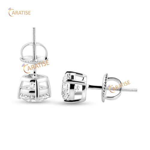 1.07 TDW Round Cut Diamond Earring 925 Silver