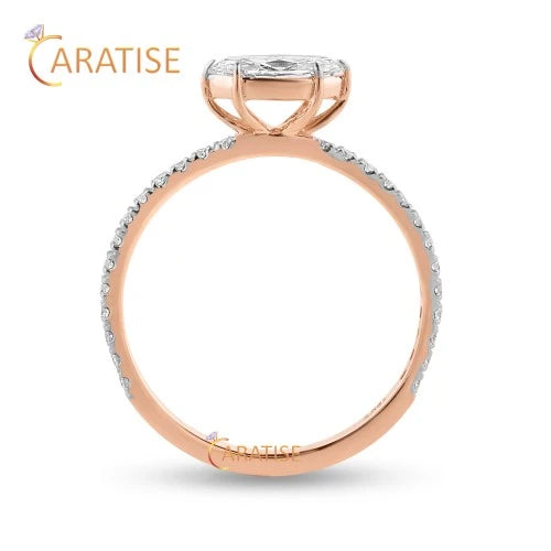 0.72 TDW Marquise & Round Cut Diamond Ring 925 Silver